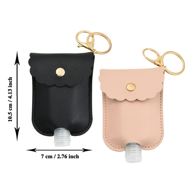 Portable Hand Sanitizer Holder Keychain (4) 2Pcs Portable Hand Sanitizer Holder Keychain (Black & Pink) - Image 4