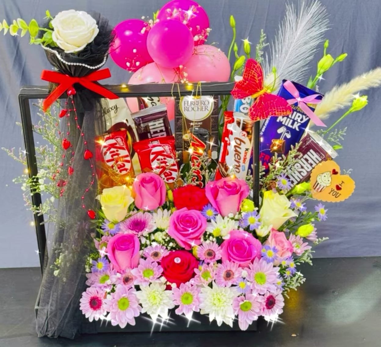 fresh flower bouquet & chocolate combo fresh flower bouquet & chocolate combo